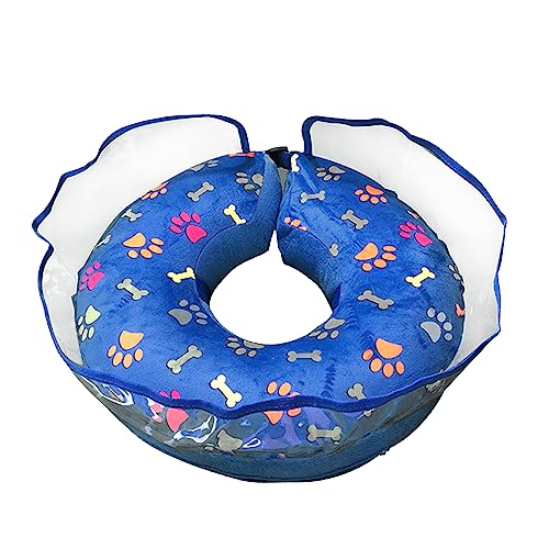 Hundekegel-Halsband, aufblasbares Hals-Donut-Halsband, Haustier-PVC, aufblasbarer Elizabeth-Ring für Hunde, Anti-Leck-Schutzring nach Operationen, verhindert, dass Haustiere beißen, kratzen (Blau, XL) von KSIEE