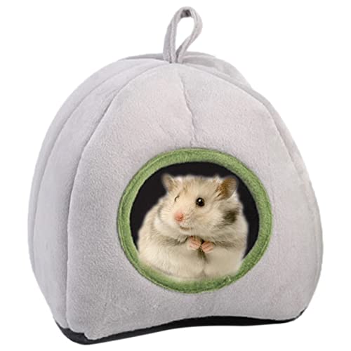 KSIEE Warmes Bett für Hamster, Fleece, zum Aufhängen, waschbar, Meerschweinchen, Käfigzubehör, Kleintierbett, Versteck für Meerschweinchen, Chinchilla, Hamster (grau) von KSIEE