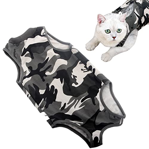 Katzen-Operationsanzug, Katzen-Einteiler für Katzen, E-Halsband-Alternative für Katzen, Hunde, Anti-Lecken, Katzenerholungsshirt nach Operationen, Body für Bauchwunden, Hautkrankheiten (S) von KSIEE