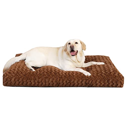 KSIIA Hundebett Grosse Hunde, Waschbar, XXL Hundekissen flauschig, Hundematte für große, mittelgroße Hunde, rutschfeste Unterseite, atmungsaktiv, Haustierbett Braun 122x74cm von KSIIA