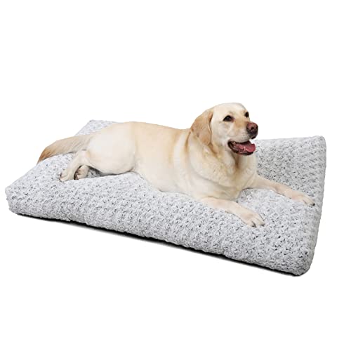 KSIIA Hundebett Grosse Hunde, Waschbar, XXL Hundekissen flauschig, Hundematte für große, mittelgroße Hunde, rutschfeste Unterseite, atmungsaktiv, Haustierbett Hellgrau 122x74cm von KSIIA