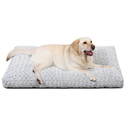 KSIIA Hundebett Grosse Hunde Waschbar, XL Hundekissen flauschig, Hundematte für große mittelgroße Hunde, rutschfeste Unterseite, Hundekorb Hundematratz Haustierbett Hellgrau 105x70cm von KSIIA