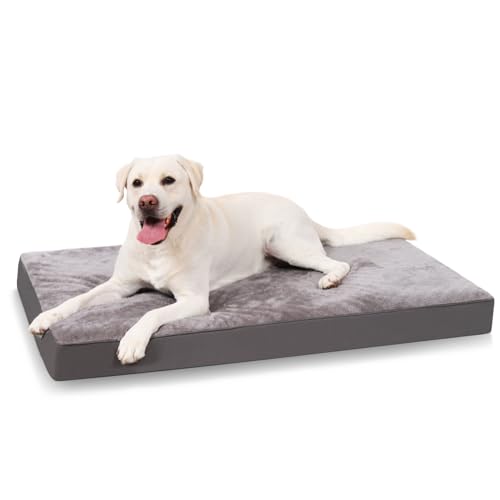 KSIIA Orthopädisches Hundebett für Große Hunde, L Waschbar Hundekissen Flauschig Hundematte Hundematratze mit Abnehmbarer Deckel in Dunkelgrau 91x68x8cm von KSIIA