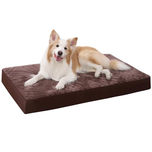 KSIIA Orthopädisches Hundebett für Große Hunde, XL Waschbar Hundekissen Flauschig Hundematte Hundematratze mit Abnehmbarer Deckel in Pralinen 105x70x8cm von KSIIA