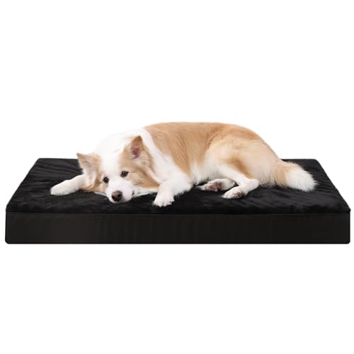 KSIIA Orthopädisches Hundebett für Große Hunde, XL Waschbar Hundekissen Flauschig Hundematte Hundematratze mit Abnehmbarer Deckel in Schwarz 105x70x8cm von KSIIA