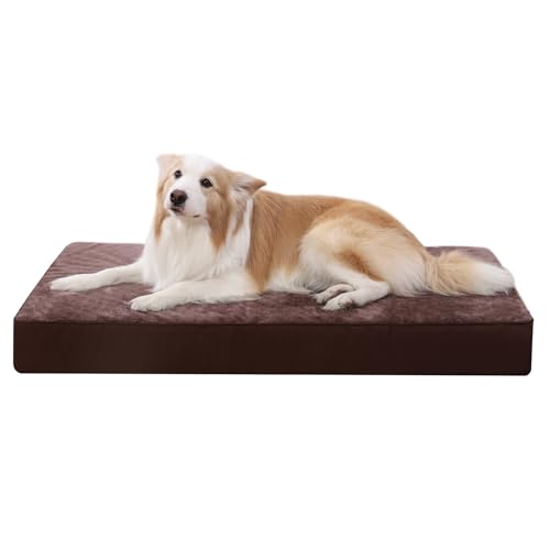 KSIIA Orthopädisches Hundebett für Große Hunde, XXL Waschbar Hundekissen Flauschig Hundematte Hundematratze mit Abnehmbarer Deckel in Pralinen 120x75x9cm von KSIIA