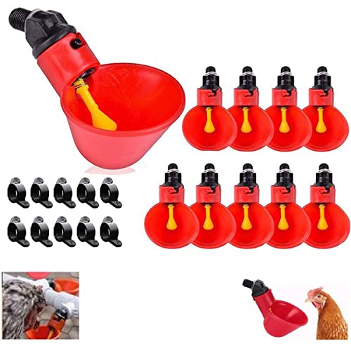 10 Pcs Hühnertränke Abnehmbar Hühner Wasserbecher Hitzebeständig Automatische Hühnertränke Dauerhaft Geflügeltränke Set Wassertränke Hühner Wasserspender für Hühner Enten Gänse Taube von KTCINA