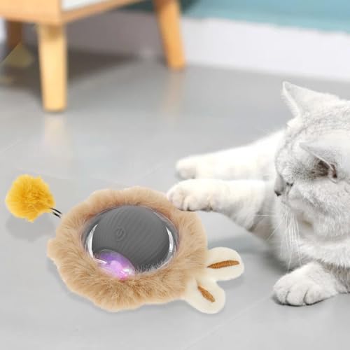 2 Stück Interaktives Katzenspielzeug Katzenball kaufestem USB 3 Modi mit pelzige Außenhülle Elektrisches Katzenspielzeug Ball Automatisches Katzenspielzeug Katzenball Elektrisch mit Schnur (Grau) von KTCINA