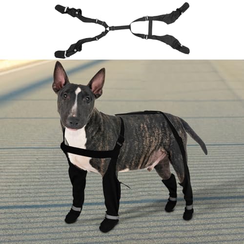 KTCINA Hundeschuhe Pfotenschutz Outdoor Einteiliges Ultra rutschfest Hundestiefel mit Hosenträgern Wasserdicht Verstellbare reflektierende Hundestiefel-Leggings Suspender Dog Bootse für Hunde (XL) von KTCINA