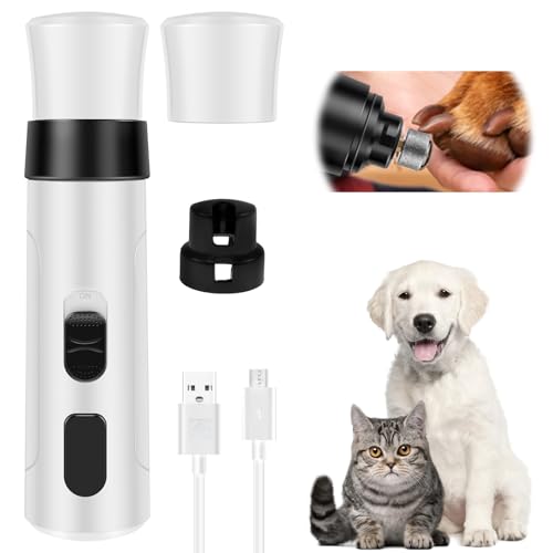 KTCINA Krallenschleifer für Hunde Ultra Leise Sicher ca. 50 dB Pfotentrimmer für Hunde USB 8h Akkulaufzeit 3 Mahlöffnungen mit 2-Speed-Schalter Pfoten Pfotentrimmer Nail Grinder Trimmer Hundepfoten von KTCINA