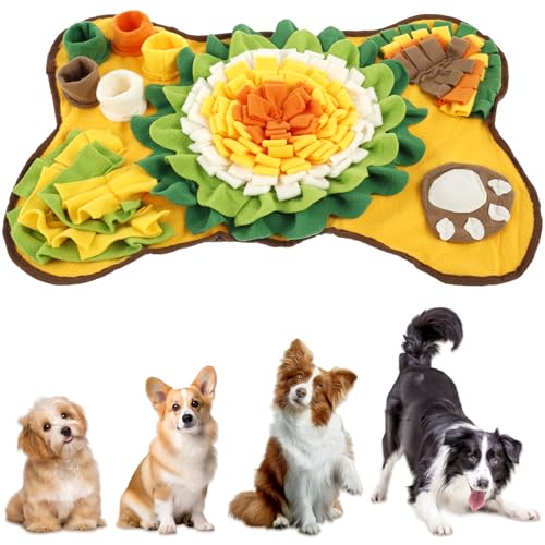 KTCINA Schnüffelteppich Hund 64 * 43 cm Trainieren Geruchssinn Ausgrabungsmatte Hund mit BB-Echolot Hundematte Weich rutschfest Sicher Hundematte Waschbar Snuffle Mat for Dogs für Geruch (Gelb) von KTCINA