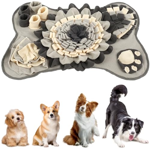 KTCINA Schnüffelteppich Hund 64 * 43 cm Trainieren Geruchssinn Ausgrabungsmatte Hund mit BB-Echolot Hundematte Weich rutschfest Sicher Hundematte Waschbar Snuffle Mat for Dogs für Geruch (Grau) von KTCINA