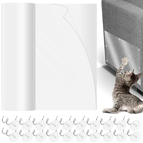 Kratzschutz Sofa Katze Tape 500 * 45 cm mit 60 Stift Transparent Verdickt Katzen Anti Kratz Tape Eine Seite Klebrig Anti Kratz Folie Cat Scratch Protection Sofa für Möbel Couch Tür Wand von KTCINA