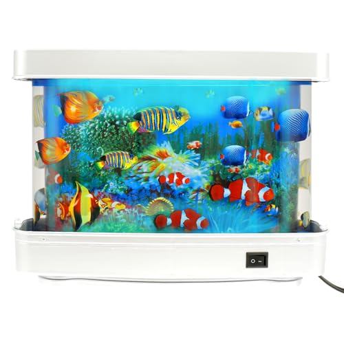 Mini Aquarium 30 * 23 * 7 cm USB Fesselndes Design LEBENDIGE ENTSPANNUNG Mini Aquarium Licht ABS Künstliches Aquarium Aquarium Lampe für Büro Schlafzimmer Wohnzimmer Aquarium für Kinder Katzen von KTCINA