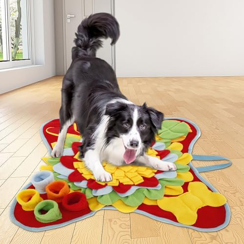 Schnüffelteppich für Hunde 50 * 50 cm Ultra Weich rutschfest Sicher Ausgrabungsmatte Hund Handwaschbar Maschinenwaschbar Hundematte Waschbar Snuffle Mat für Kleine Mittelgroße Haustiere (Rot) von KTCINA