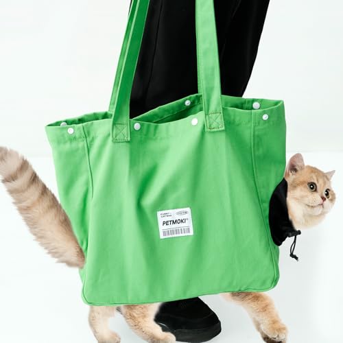 Tragetasche für 36 * 17cm für 10-15 Pfund Tragetasche Katze Leinwand mit 4 Löcher Haustier Tasche Sonnig Erfrischend Transporttasche für Katzen Hunde zum Spazier Wandern Reisen Outdo (Grün) von KTCINA