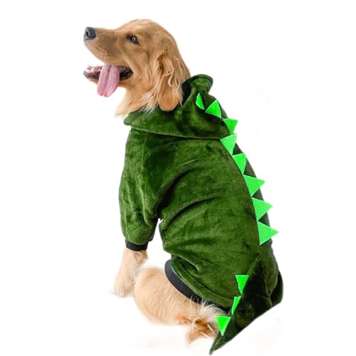 Fleece-Dinosaurier-Kostüm für große Hunde, warmer Pullover, Overall für Haustiere, Halloween, Cosplay, Mottoparty, Haustier-Outfit von KUAIYIJU