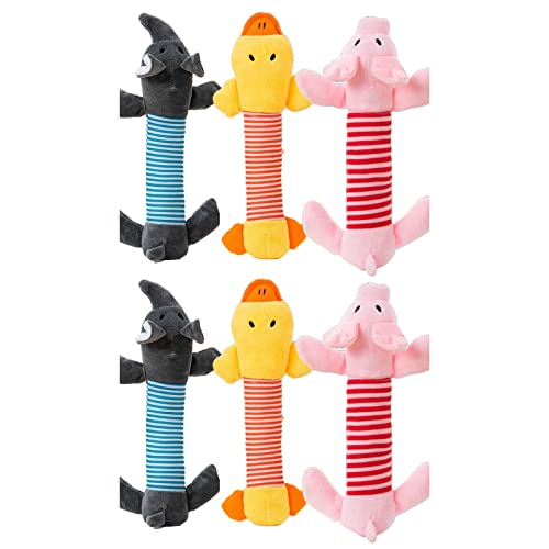 KUAIYIJU 6 Stück Hundespielzeug Stofftier Kauspielzeug zum Zahnen Weiches Plüsch Haustier Spielzeug für kleine bis große Hunde von KUAIYIJU