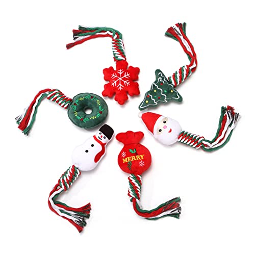 KUAIYIJU Hundespielzeug, Seilspielzeug für Kauer, leuchtende Farben, Plüsch-Spielzeug, Weihnachten für kleine und große Hunderassen, 6 Stück von KUAIYIJU