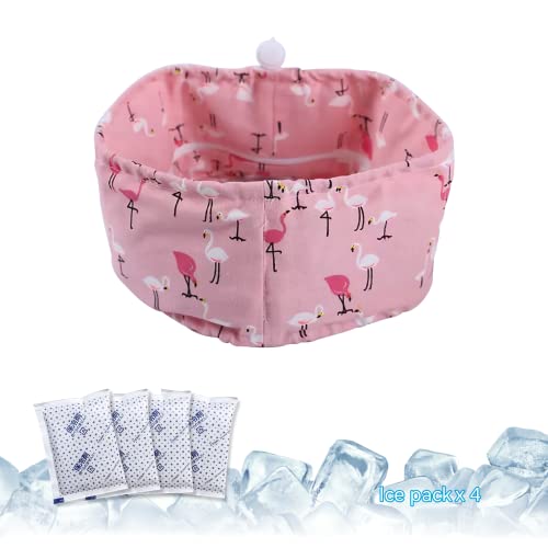 KUDES Kühlendes Halstuch für Hunde mit recycelbaren Kühlakkus, Haustier-Hund, verstellbares Halsband, Schal für Katzen, kleine, mittelgroße und große Hunde, Sommer (rosa Flamingo, klein) von KUDES