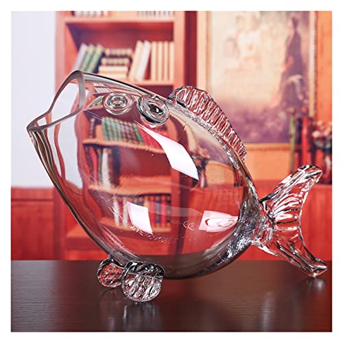 Fischglasschüssel Figur Clear Transparent Glas Fischförmiges Aquarium Aquarium Home Wohnzimmer Dekoration Handwerk Ornamente (Color : A/Clear) von KUDOU