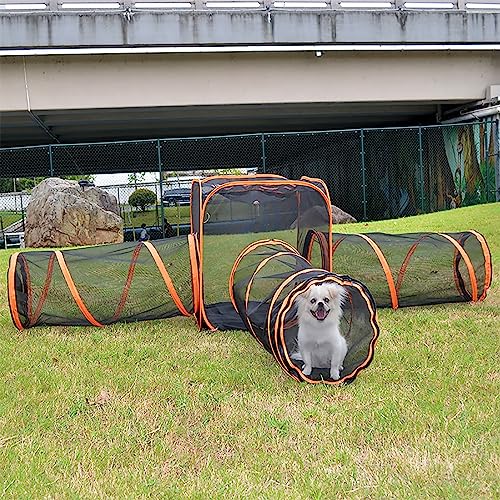 Katzentunnel im Freien, Katzengehege, Pop-Up-Katzenzelt, Katzenlaufstall, Spielzelte, Faltbarer Spieltunnel für Haustiere, Röhre, Katzenspielzeug, für Welpen, Kätzchen, Kaninchen, Meerschwei von KUENCE