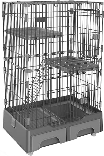 Kleintier-Laufgitter, Katzenkäfig – Katzenkäfige, Innen-Haustier-Laufstall mit Türablage für Kätzchen und Haustier-Nerze, Katzenkäfige, Gehege auf Rädern (Farbe: C1) von KUENCE