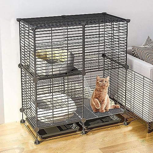 Kleintier-Laufgitter, Katzenkäfige für den Innenbereich, Katzengehege – DIY-Haustier-Laufstall, Haustierkäfige für Katzen, Metallgehege mit Tür für kleine Haustiere, Kaninchen, Igel (Farbe: von KUENCE