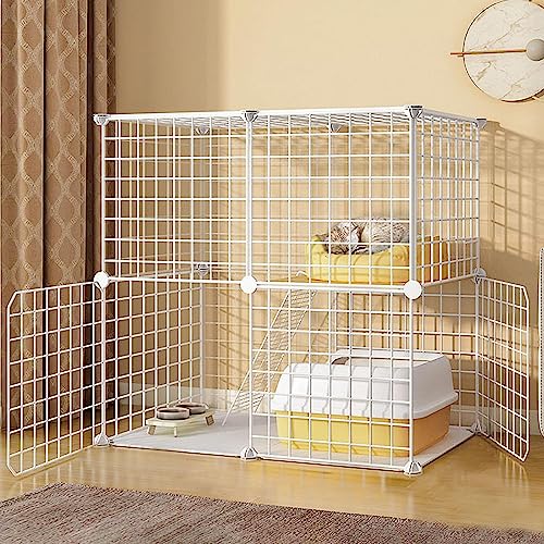 Kleintier-Laufstall, Katzenkäfig – Hundekäfige mittlerer Größe, Hamster-Laufstall, Katzen-Laufstall, DIY-Haustier-Laufstall, Metallgehege, Netz mit Tür für Kaninchen (Größe: C4-75 x 39 x 73 von KUENCE