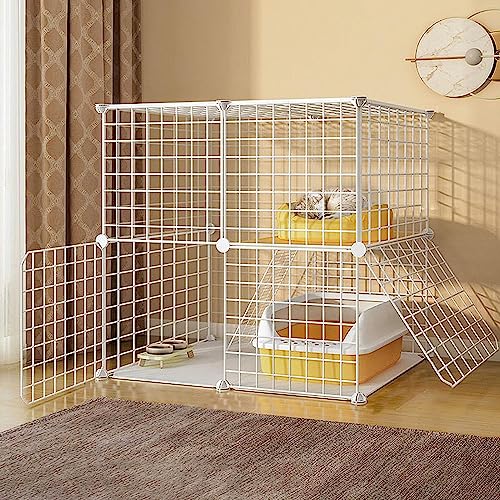 Kleintier-Laufstall, Katzenkäfig – Hundekäfige mittlerer Größe, Hamster-Laufstall, Katzen-Laufstall, DIY-Haustier-Laufstall, Metallgehege, Netz mit Tür für Kaninchen (Größe: C5–75 x 49 x 73 von KUENCE