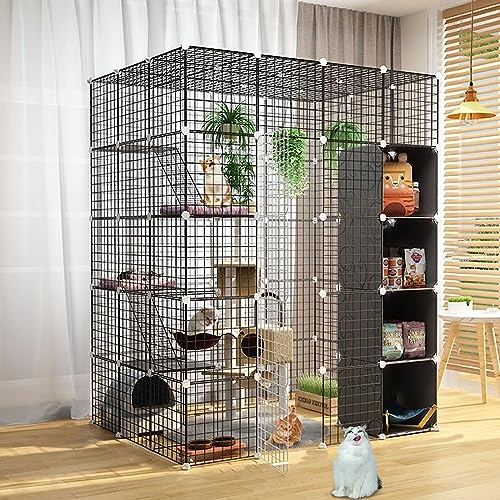 Laufgitter für Kleintiere, Katzenkäfig – Katzenlaufstall, Haustierkäfige für Katzen, Metallgehege, Netz, Übungshof, Zaun, Käfig für kleine Haustiere, Kaninchen, Igel (Größe: 147 x 111 x 183 von KUENCE