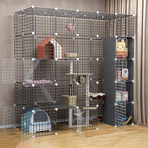 Laufgitter für Kleintiere, Katzenkäfig – Katzenlaufstall, Haustierkäfige für Katzen, Metallgehege, Netz, Übungshof, Zaun, Käfig für kleine Haustiere, Kaninchen, Igel (Größe: 183 x 75 x 183 c von KUENCE