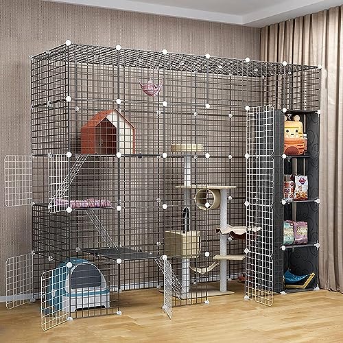 Laufgitter für Kleintiere, Katzenkäfig – Katzenlaufstall, Haustierkäfige für Katzen, Metallgehege, Netz, Übungshof, Zaun, Käfig für kleine Haustiere, Kaninchen, Igel (Größe: 219 x 75 x 183 c von KUENCE