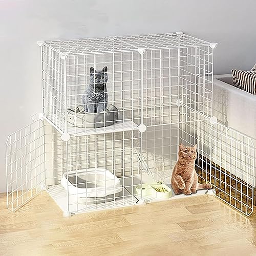 Laufstall für Kleintiere, Katzenlaufstall – Katzenkäfige für den Innenbereich, DIY-Laufstall für Haustiere, Metallgehege mit Tür für kleine Haustiere, Kaninchen, Igel, Katzen, Meerschweinche von KUENCE