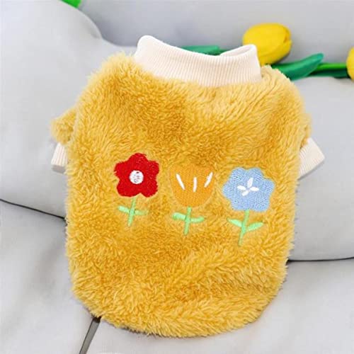 Fleece Winter Hundekleidung Blumenstickerei Warme Hunde Hoodies Pullover Für Kleine Mittelgroße Hunde Sweatershirt von KUGRRFRC