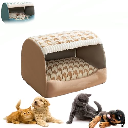 Doggocomfy Gemütliche Hundehütte, Doggocomfy Cozy Hundehütte, Doggo Bequemes Hundehüttenbett, rutschfeste Hundehütte, Hundehütte innen mit abnehmbarem Kissen (Brown, 3XL) von KUICEO