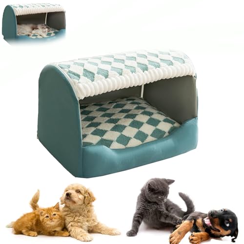 Doggocomfy Gemütliche Hundehütte, Doggocomfy Cozy Hundehütte, Doggo Bequemes Hundehüttenbett, rutschfeste Hundehütte, Hundehütte innen mit abnehmbarem Kissen (Green, L) von KUICEO