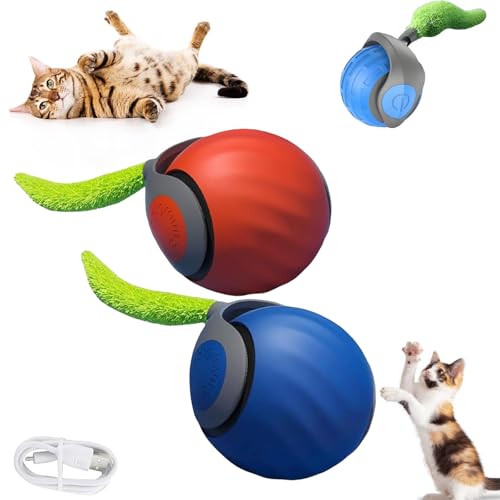 KUICEO Speedy Tail 2.0, Speedy Tail 2.0 Cat Toy, Automatic Moving Cat Toy Ball, Smart Cat Toyechargeable Smart Cat Toys with Tail, Two Speed Adjustment, with Replacement Tail (2*Colors) von KUICEO