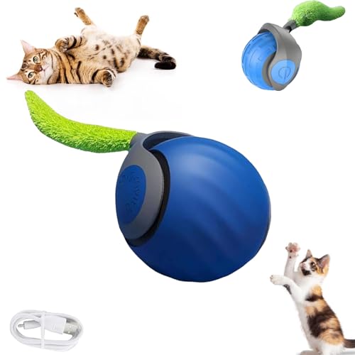 KUICEO Speedy Tail 2.0, Speedy Tail 2.0 Cat Toy, Automatic Moving Cat Toy Ball, Smart Cat Toyechargeable Smart Cat Toys with Tail, Two Speed Adjustment, with Replacement Tail (Blue) von KUICEO