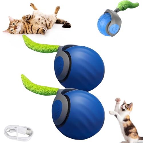 KUICEO Speedy Tail 2.0, Speedy Tail 2.0 Cat Toy, Automatic Moving Cat Toy Ball, Smart Cat Toyechargeable Smart Cat Toys with Tail, Two Speed Adjustment, with Replacement Tail (Blue*2) von KUICEO