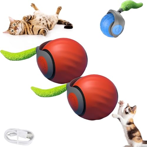 KUICEO Speedy Tail 2.0, Speedy Tail 2.0 Cat Toy, Automatic Moving Cat Toy Ball, Smart Cat Toyechargeable Smart Cat Toys with Tail, Two Speed Adjustment, with Replacement Tail (Orange*2) von KUICEO