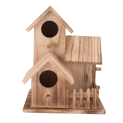 Holz-Vogelhäuschen für den Außenbereich, Decoratvie Vogelhaus aus Massivem Holz Im Used-Look, für den Garten, auf Dem Land, für Kleine Vögel, Nisthäuschen, Futterhäuschen für die von KUIDAMOS