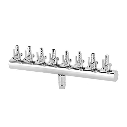 KUIDAMOS Edelstahl-Aquarium-Verteiler, Luftpumpen-Splitter, 4-Wege-Aquarium-Luftpumpen-Splitter mit 8 Mm Lufteinlass Professionelles Aquarium-Luftventil Mehrfachverteilerventil von KUIDAMOS