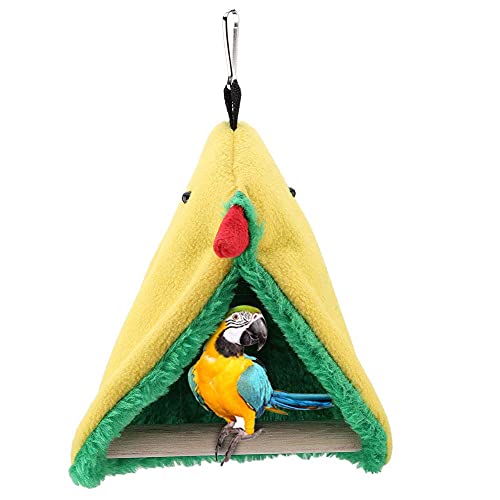 KUIDAMOS Vogelnest Vogel-Hängematte,Weiches Plüsch-Vogel-Hängezelt,Dreieck-Vogelnest-Haus mit Holzständer für Happy Hut Bird Parrot Hideaway von KUIDAMOS