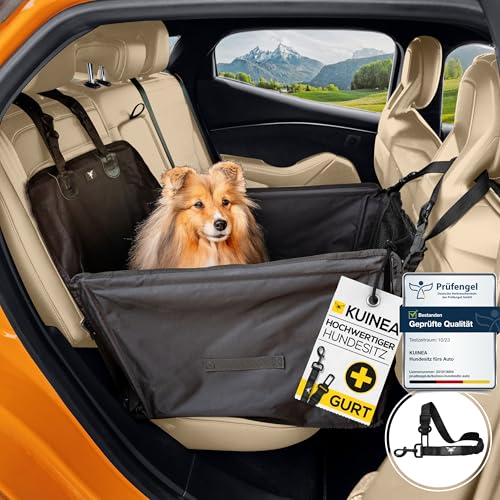 KUINEA® Extra Stabiler Hunde Autositz Rückbank - GRATIS Hundegurt - kleine bis mittelgroße Hunde - Autositz Hund wasserdicht, Hundekorb Auto, Hundesitz Auto, Hundeautositz, Dog car seat von KUINEA