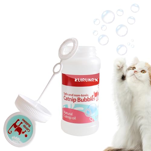 KUIRUNRX® Katzenminze Seifenblasen, Katzenminze-Blasen Für Katzen, Geschmack Für Haustiere, Mit Katzenminze, Natürliches Haustierfreundliches, Duftendes Katzenspielzeug Für Kätzchen (120ml) von KUIRUNRX