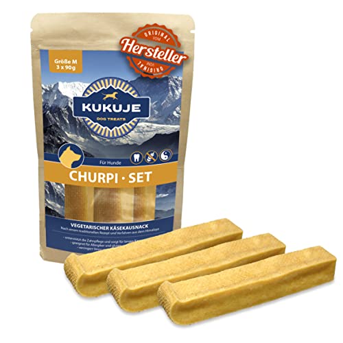 Kukuje Churpi 3X 90 g- Das Stück Himalaya für deinen Hund - Kauknochen aus Hartkäse Käseknochen Kauspielzeug Kaustange Hundekäse von KUKUJE DOG TREATS