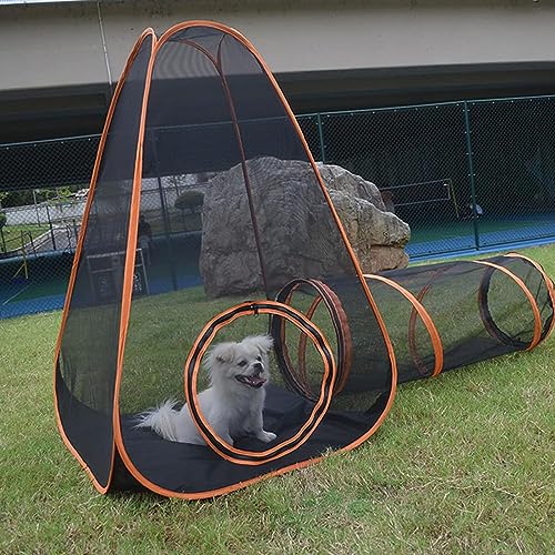 KUMIAO Outdoor Cat Enclosures Tunnels - Portable Cat House, Pop Up Pet Tent for Cats, Rabbits & Small Animals - Play Mesh Tent for Outside/Indoor Enjoyment von KUMIAO