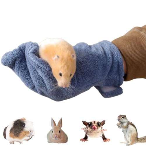 KUNBIUH Sugar Glider Bonding-Handschuh, bissfeste Tierhandhabungshandschuhe, Igelzubehör, beruhigender Handschuh für Igel, Ratten, Hamster und andere kleine Haustiere (blau) von KUNBIUH