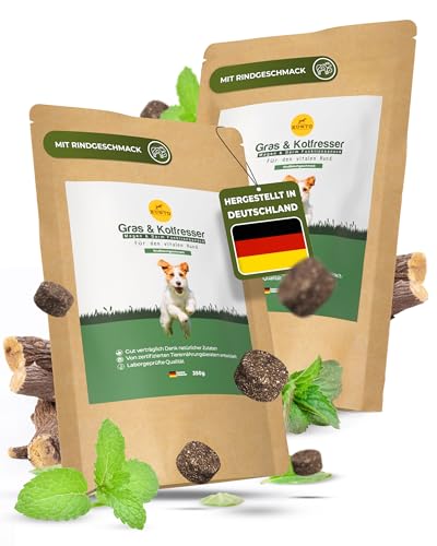 KUNTO® Gras- & Kotfresser Drops für Hunde - beruhigt den Magen & hilft gegen Sodbrennen - mit Rindfleischgeschmack - hohe Akzeptanz - mit natürlichen Kräutern - Deutsche Herstellung (2er Pack) von KUNTO